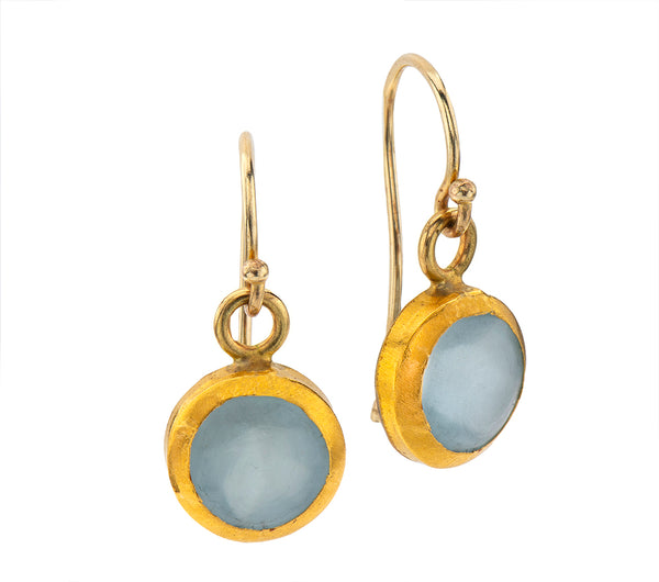Nava Zahavi Yellow Gold Classic Drop Aquamarine Earrings
