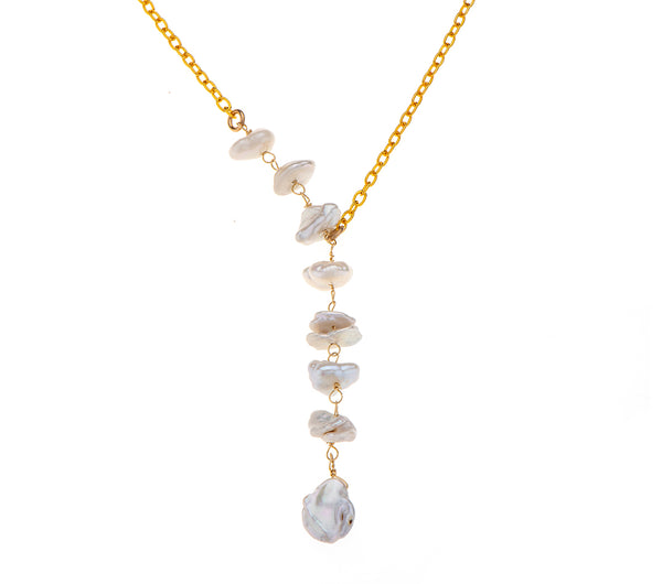 Nava Zahavi Kashi Pearls and Vermeil Tie Necklace