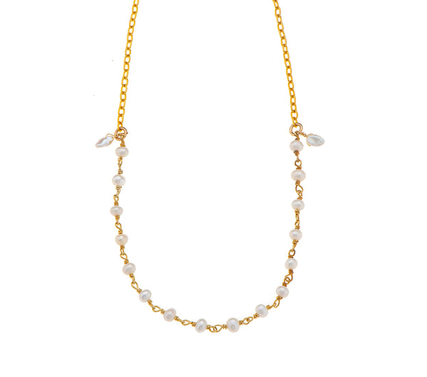 Nava Zahavi Vermeil and Round Pearls Necklace