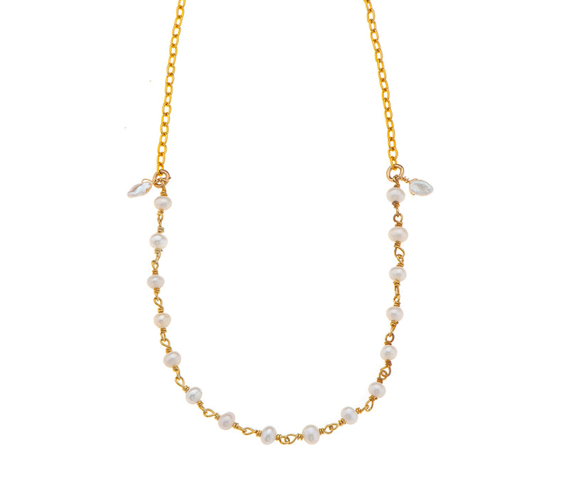 Nava Zahavi Vermeil and Round Pearls Necklace