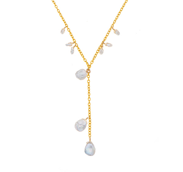 Nava Zahavi Vermeil Kashi Pearl Tie Necklace