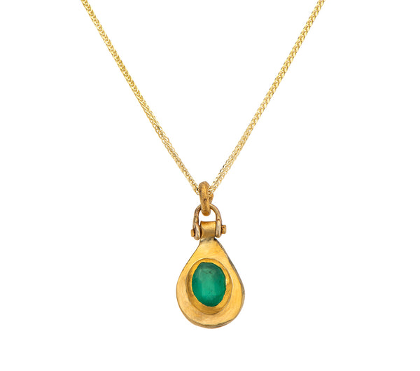 Nava Zahavi Yellow Gold Emerald Teardrop Necklace