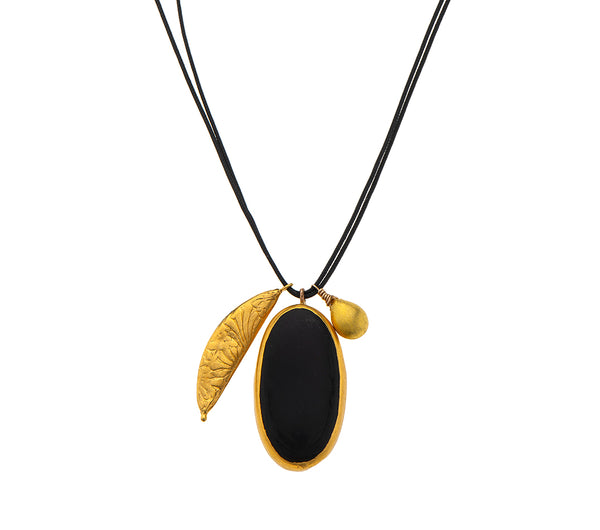 Nava Zahavi Yellow Gold Onyx Necklace