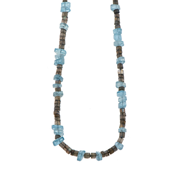 Nava Zahavi Mixed Long Necklace of Labradorite and Aquamarine