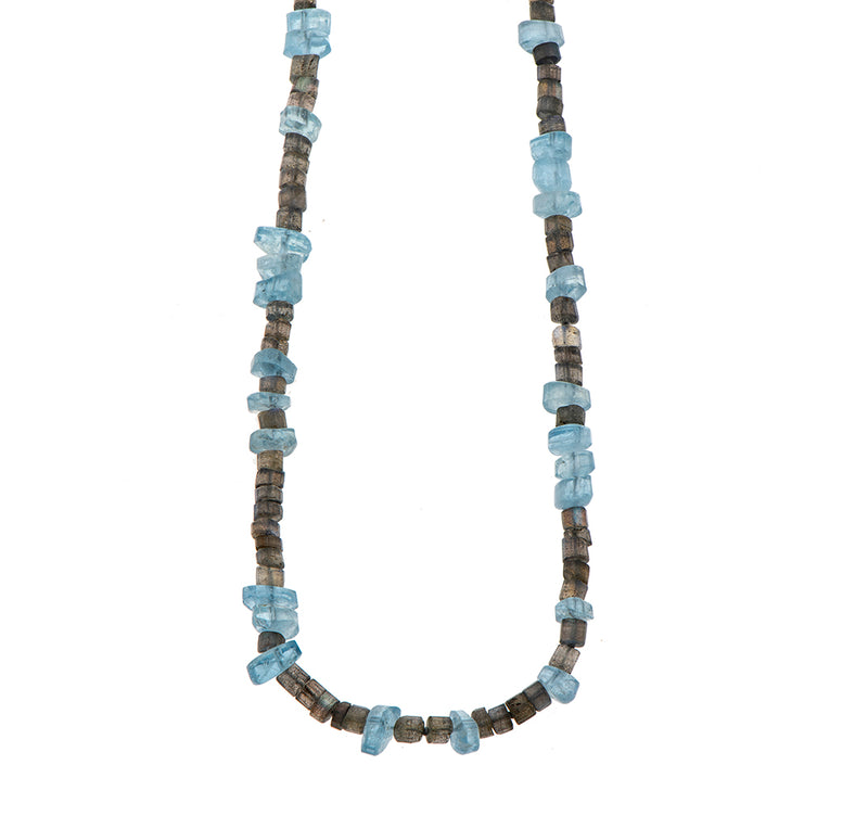 Nava Zahavi Mixed Long Necklace of Labradorite and Aquamarine