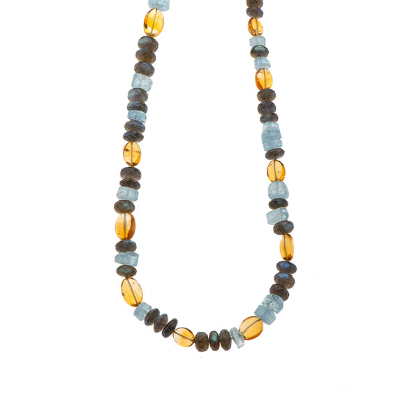 Nava Zahavi Mixed Necklace of Citrine, Labradorite, and Aquamarine