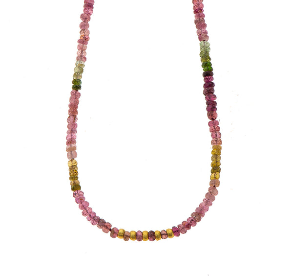 Nava Zahavi Tourmaline Necklace with 5 18K Yellow Gold Nuggets