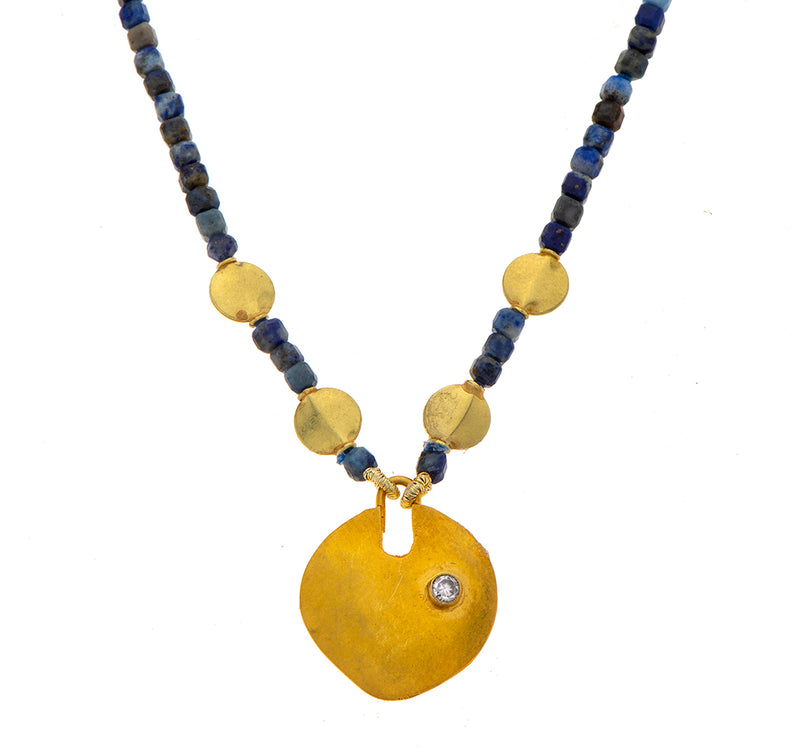 Nava Zahavi Lapis Necklace with 18K Gold Pendant set with Diamond