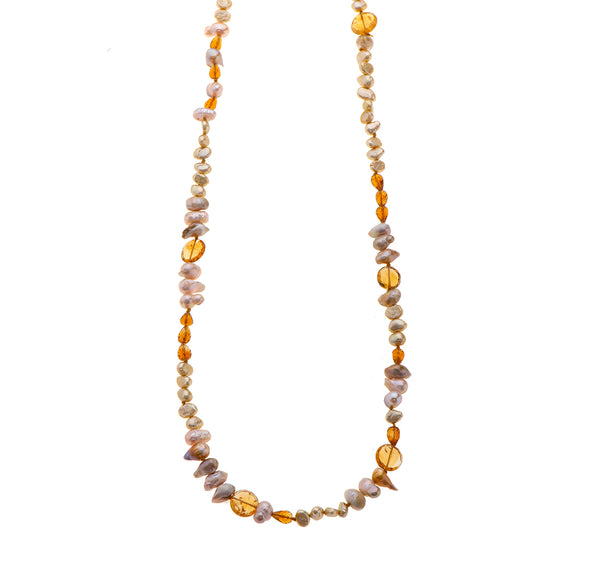 Nava Zahavi Citrine and Wild Keshi Pearls Necklace