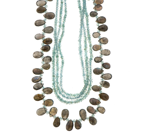 Nava Zahavi 70" Aquamarine and Labradorite Drops Necklace