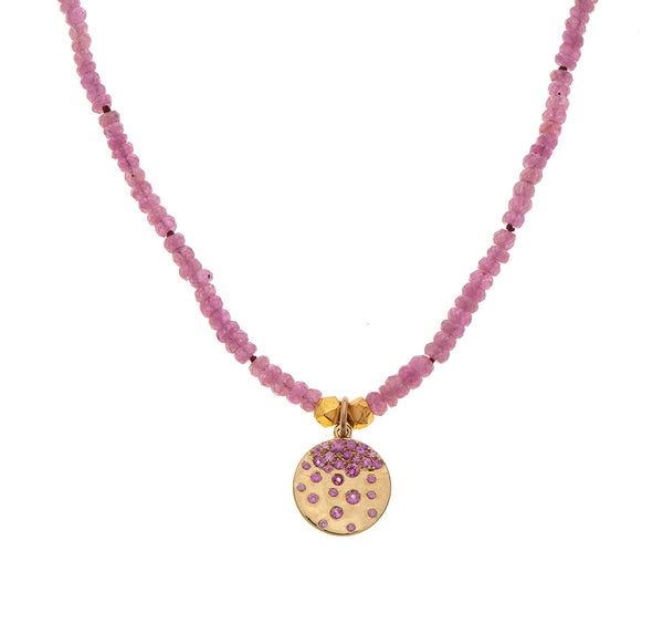 Nava Zahavi Yellow Gold Pink Sapphire Necklace