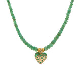 Nava Zahavi Yellow Gold Emerald Necklace Heart Pendant