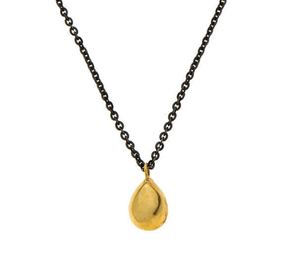Nava Zahavi Yellow 18K Gold Drop on Oxidized Sterling Silver Chain