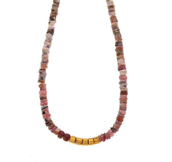 Nava Zahavi Yellow Gold Pink Tourmaline Slice Necklace