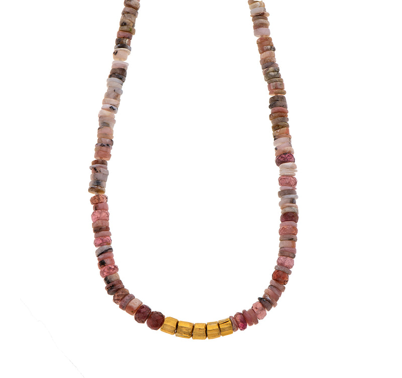 Nava Zahavi Yellow Gold Pink Tourmaline Slice Necklace