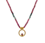 Nava Zahavi Yellow Gold Tourmaline Necklace with Ring Pendant
