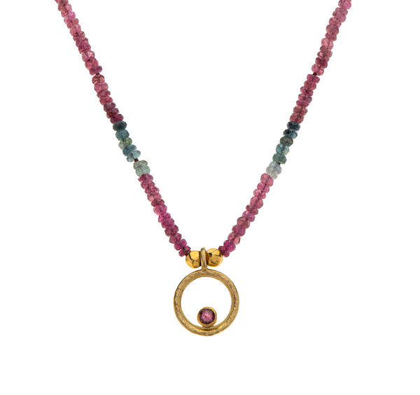 Nava Zahavi Yellow Gold Tourmaline Necklace with Ring Pendant