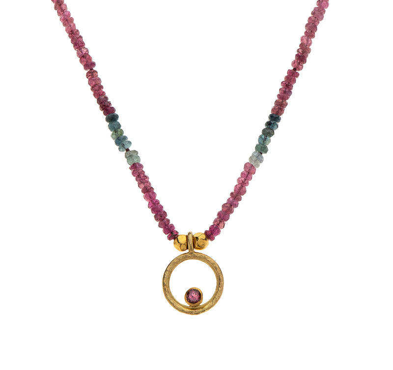 Nava Zahavi Yellow Gold Tourmaline Necklace with Ring Pendant