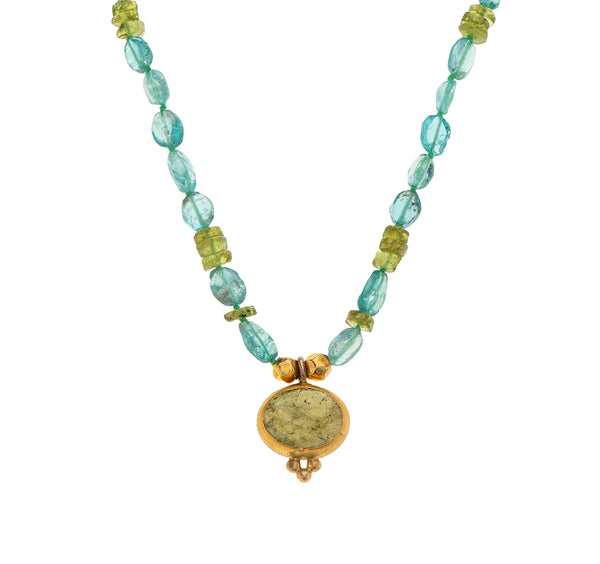 Nava Zahavi Yellow Gold Peridot, Apatite and Green Tourmaline Necklace