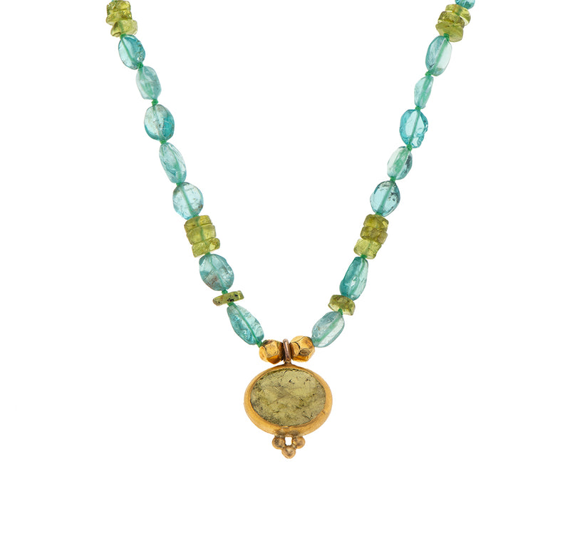 Nava Zahavi Yellow Gold Peridot, Apatite and Green Tourmaline Necklace