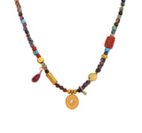 Nava Zahavi Yellow Gold Mixed Gems Necklace with 18K Gold Pendant