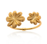 Italian 24K Gold Plated Cuff Bracelet with Large Flowers