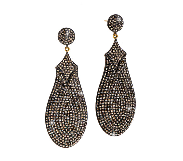 Nava Zahavi Large Oxidized Sterling Silver Diamond Stud Earrings