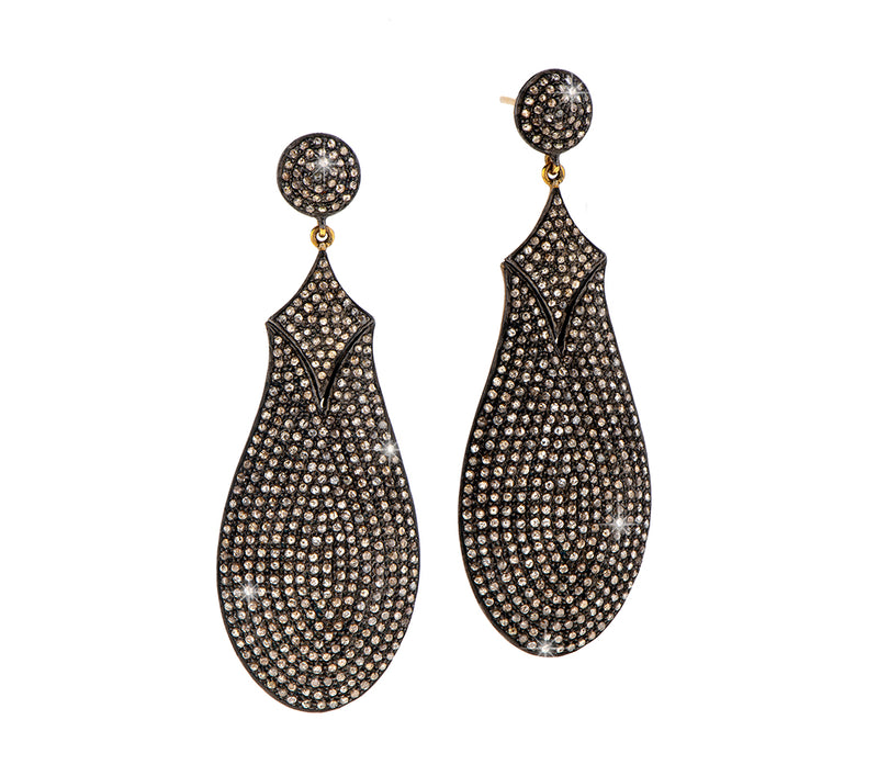 Nava Zahavi Large Oxidized Sterling Silver Diamond Stud Earrings