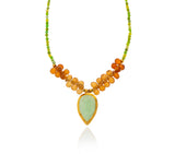 Nava Zahavi Yellow Gold Serpentine and Hessonite Necklace