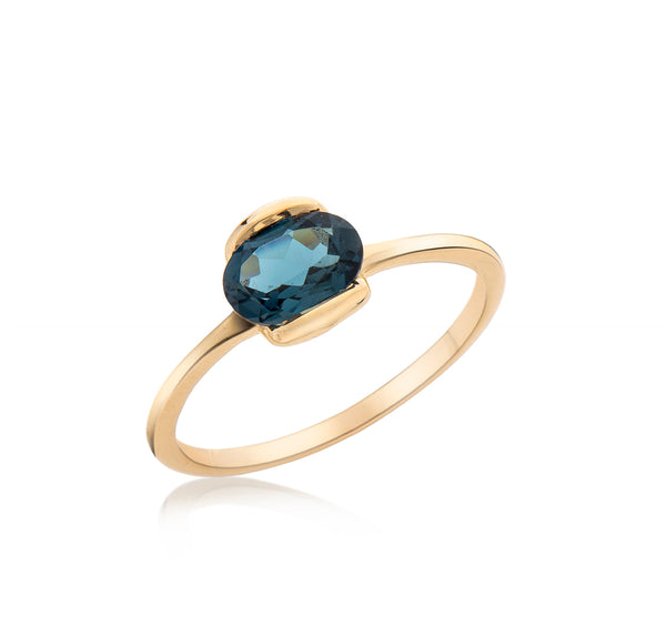 Nava Zahavi 18K Gold Ring Set with London Blue Topaz