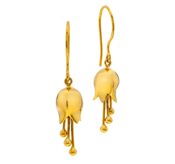 Nava Zaahvi 14K Yellow Gold Bell Flower Earrings