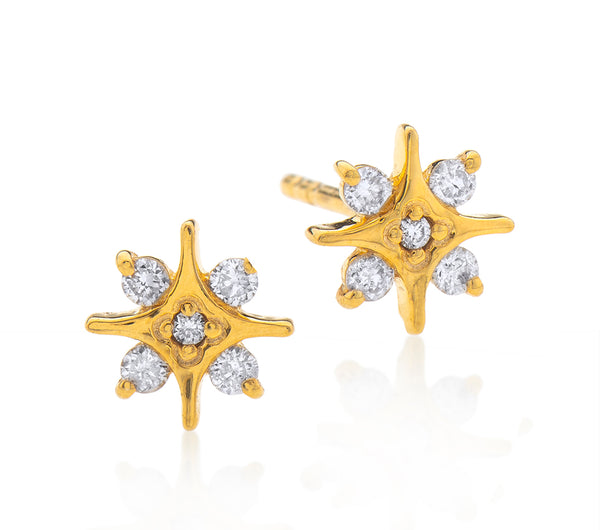 Nava Zahavi Star Diamonds Yellow Gold Stud Earrings