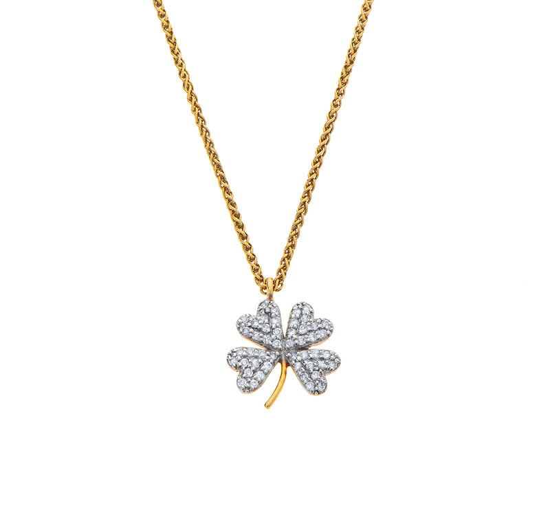 Nava Zahavi Diamond accented Leaf Clover Necklace