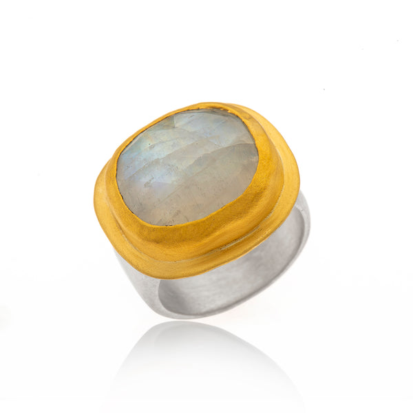 Nava Zahavi Yellow Gold Square Moonstone Ring