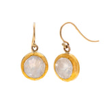 Nava Zahavi Yellow Gold Round Moonstone Drop Earrings