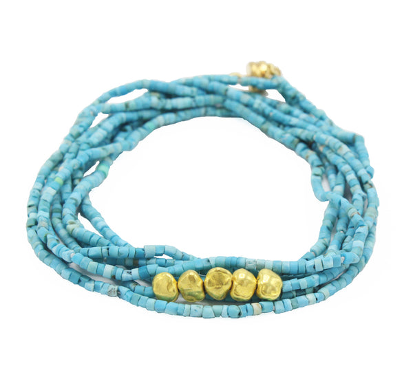 Nava Zahavi 22K Yellow Gold and Turquoise Bracelet