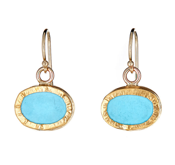 Nava Zahavi Yellow Gold Turuoise Earrings