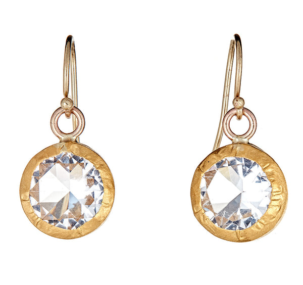 Nava Zahavi Yellow Gold Clear Crystal Earrings
