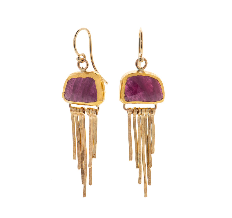 Nava Zahavi Yellow Gold Ruby Celebrity Earrings