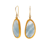 Nava Zahavi Yellow Gold Giant Aquamarine Diamond Earrings