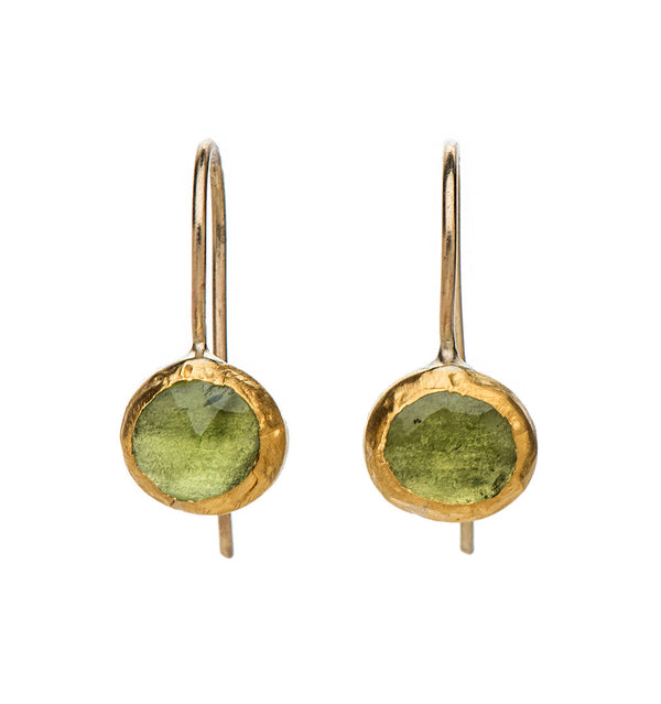 Nava Zahavi Yellow Gold Oval Peridot Earrings