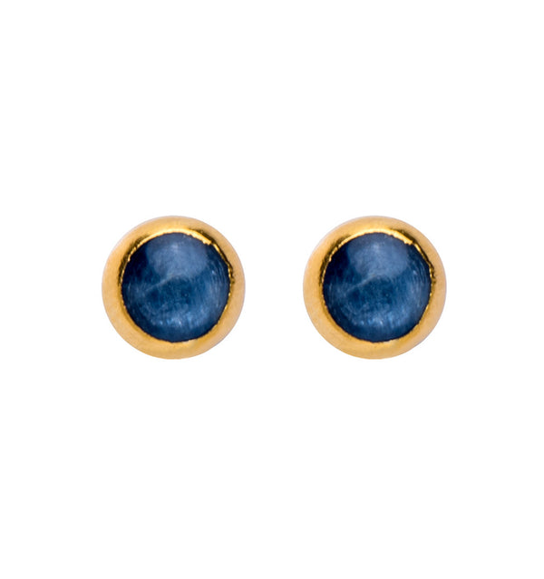 Nava Zahavi Yellow Gold Round Kyanite Stud Earrings
