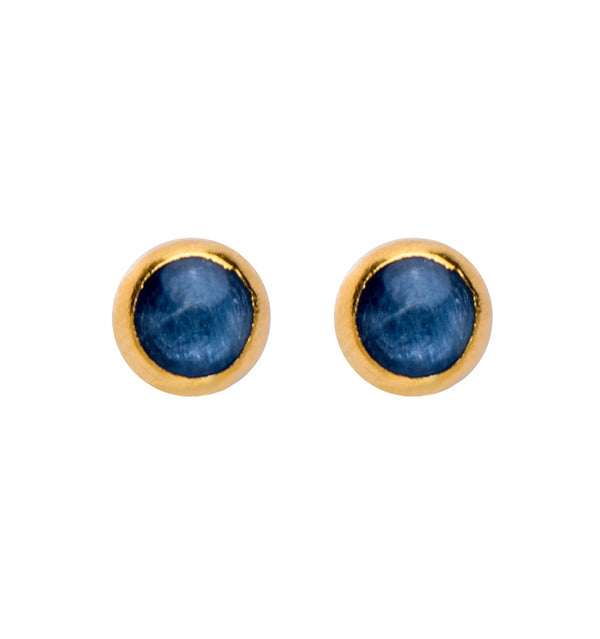Nava Zahavi Yellow Gold Round Kyanite Stud Earrings