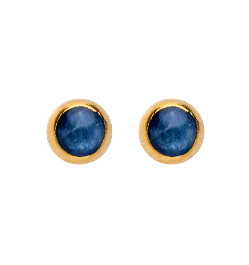 Nava Zahavi Yellow Gold Round Kyanite Stud Earrings