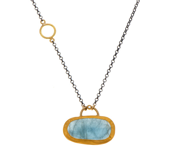 Nava Zahavi Yellow Gold, Sterling and Aqua Ginny Necklace