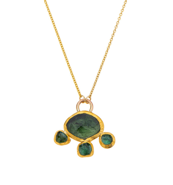 Nava Zahavi Yellow Gold Green Clover Necklace