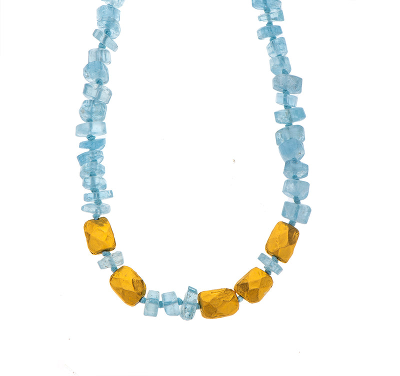 Nava Zahavi Yellow Gold Aquamarine Slices Necklace