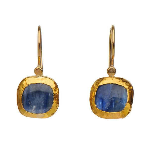 Square Kyanite Earrings wrapped with 24K Gold