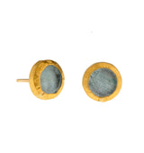 Stud Aquamarine Earrings wrapped with 24K Gold